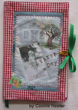 Cloth Book Cover - Fabric Art Cloth Book Cover by Connie Hester with First Day