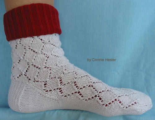 Hand Knit Lace Sock 3 by Connie Hester