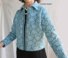Jacquard Knit Jacket with Chanel Collar by Connie Hester