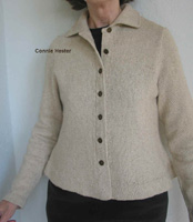 Knit Peplum Cardigan with Double-Knit Collar by Connie Hester