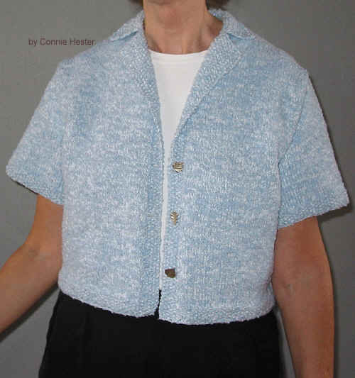Knit Short Jacket with Lapel Collar and Short Sleeves by Connie Hester