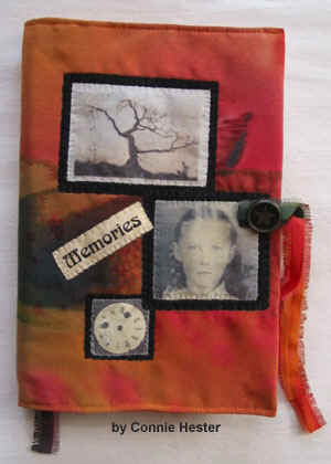 Cloth Book Cover - Fabric Art Cloth Book Cover by Connie Hester with Memories