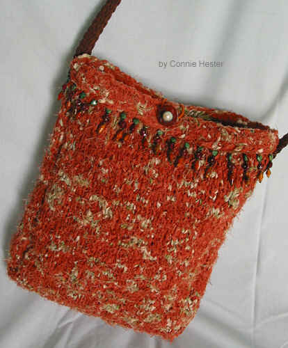 Knit Fabric Purse by Connie Hester with Rust Print